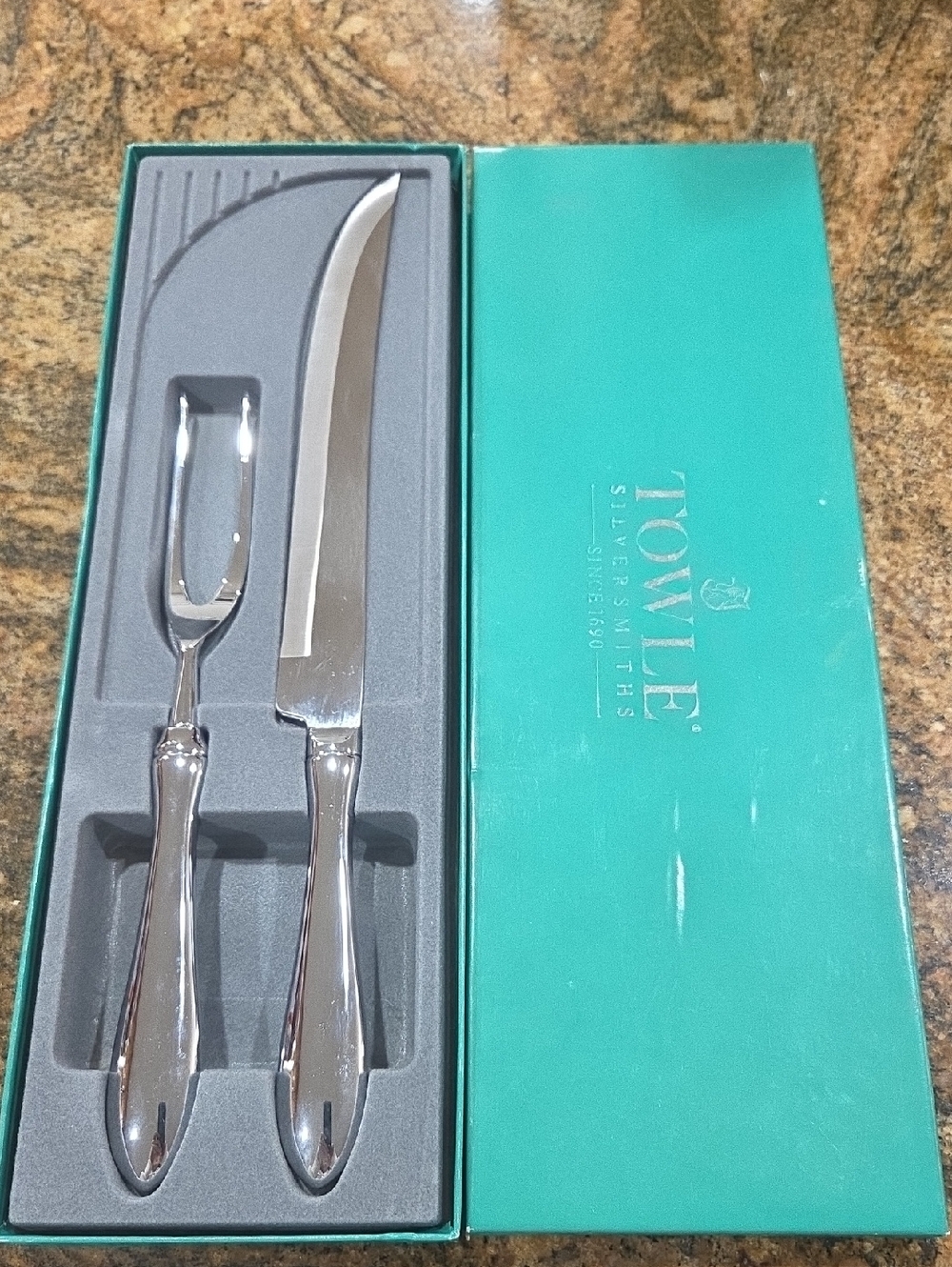 Silver 2 Piece Carving Set By Towle Silversmiths In Excellent Condition! - Picture 5 of 8